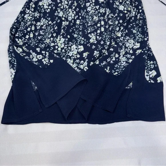 Ann Taylor Loft Floral Navy Dress Belted Sleeveless Small V-Neck - Picture 13 of 13